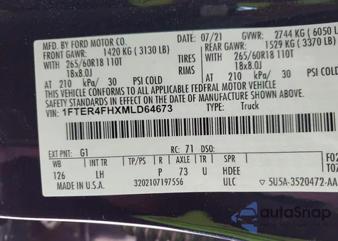 2021 Ford Ranger Xlt from USA, damaged, VIN 1FTER4FHXMLD64673